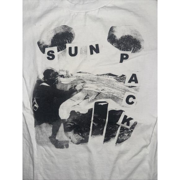 Sun Pack Abstract Graphic T-Shirt White Small 17x26 Experimental Art Tee - Picture 2 of 3